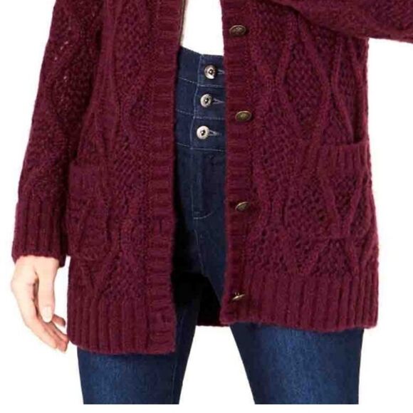 Leyden Womens Cable Knit Cardigan Sweater - Picture 4 of 5